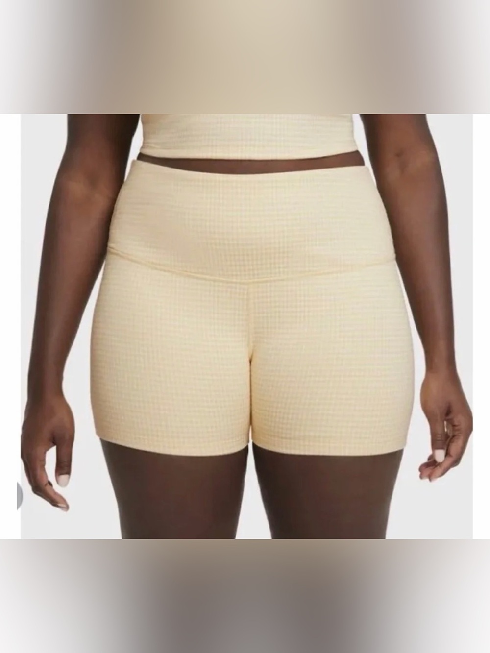 Nike Butter Yellow Gingham DriFit Yoga Shorts - Medium